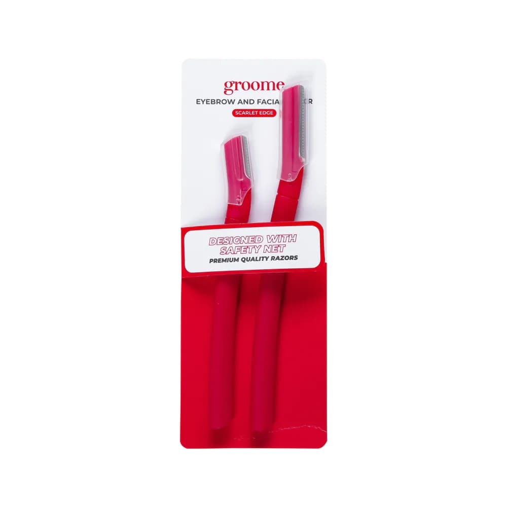 Groome Eyebrow And Facial Razor Red Pact of 2pcs