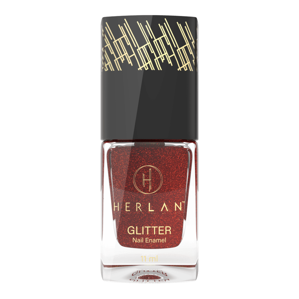 Herlan Glitter Nail Enamel Resplendent Red